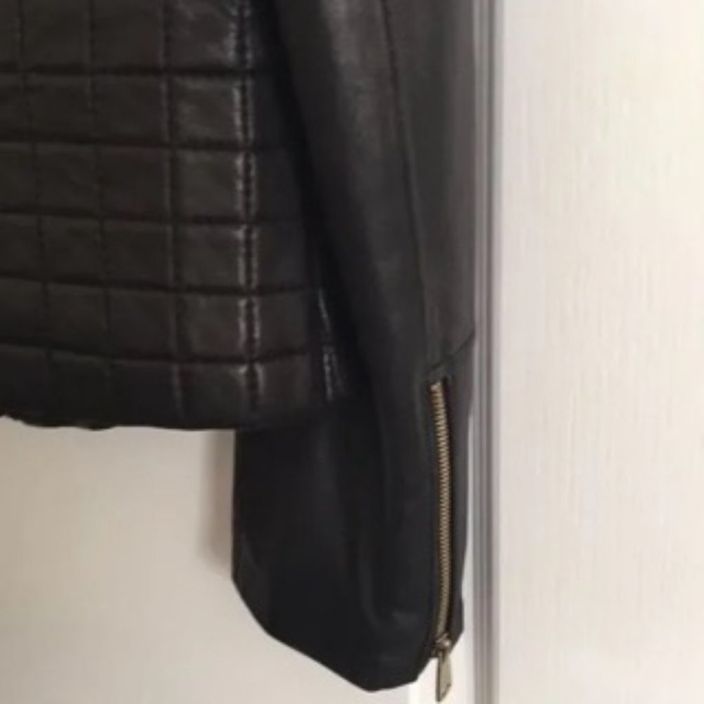 VIA SPIGA Black Leather Motorcycle Jacket - Picture 3 of 6